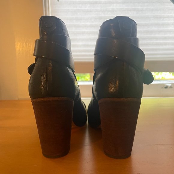 Rag & Bone Black Leather Harrow Ankle Boots - EU 39 - US 8.5 - Picture 5 of 10